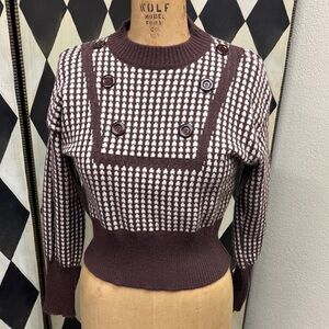 70’s 80’s Houndstooth Sweater With Button Detail
